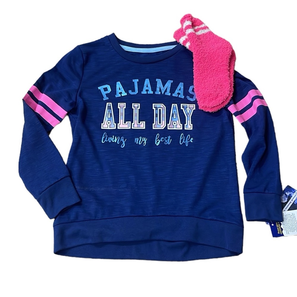 Max & Olivia Little Girls 3 Piece Top Pajama and Socks Set - Picture 2 of 9